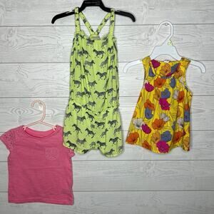 Cherokee toddler girl’s bundle floral top, pink top, zebra romper Size 18 months